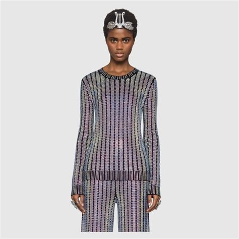 gucci crystal embroidered knit dress purple|Gucci sweater accessories.